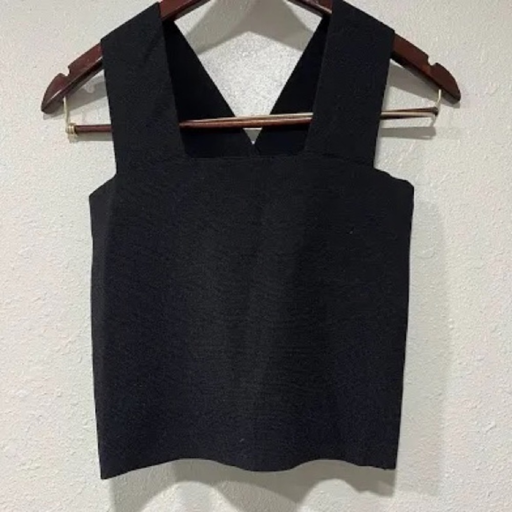 BY HOUSE OF HARLOW 1960 BLACK RIBBED SQUARE NECK WELL MADE TOP!❤️📦 - Picture 4 of 7